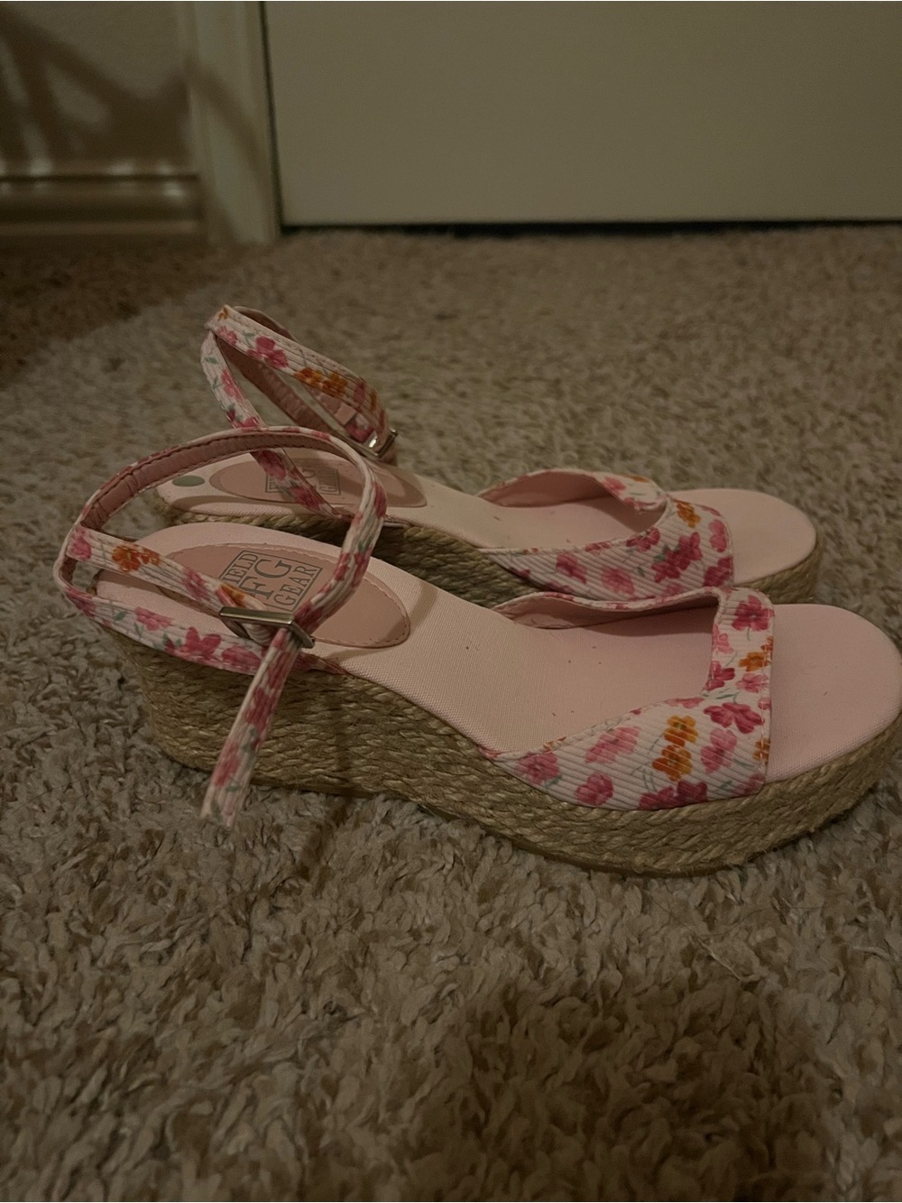 Maripe 7 Y2K Blue Floral Stacked Wedges